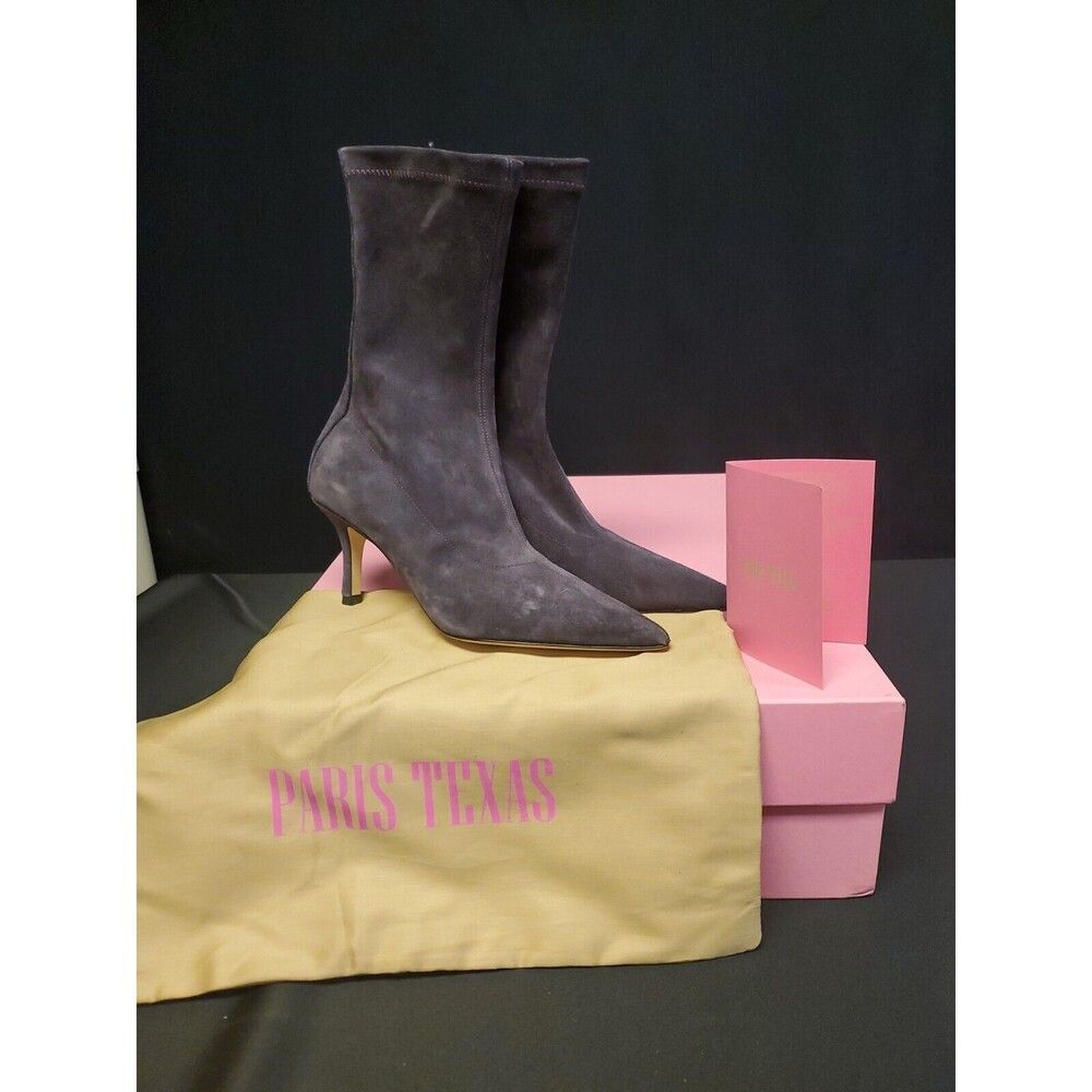 Paris Texas Violet Black Holly Mama Ankle Boots Shoes Size 37/ 6.5 NWT & Box